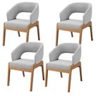 Kit 04 Cadeiras De Jantar E Estar Living Estofada Lince L02 Bouclê Cinza - Lyam Decor