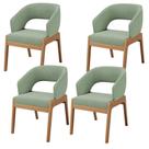 Kit 04 Cadeiras De Jantar E Estar Living Estofada Lince L02 Bouclê Oliva - Lyam Decor
