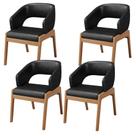Kit 04 Cadeiras De Jantar E Estar Living Estofada Lince L02 material sintético Preto - Lyam Decor