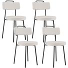 Kit 04 Cadeiras Decorativas Estofada Para Sala De Jantar Barcelona L02 Bouclê Cru - Lyam Decor