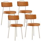 Kit 04 Cadeiras Decorativas Estofada Sala Jantar Barcelona Arena L02 material sintético Canela - Lyam