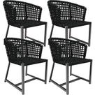Kit 04 Cadeiras Decorativas Para Área Gourmet Cozinha Corda Náutica Belize D04 Preto - Lyam Decor