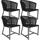 Kit 04 Cadeiras Decorativas Para Área Gourmet Cozinha Corda Náutica Belize D04 Preto - Lyam Decor