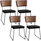 Kit 04 Cadeiras Decorativas Sala De Jantar Allana L02 Sintético Marrom Linho Chumbo - Lyam Decor
