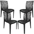 Kit 04 Cadeiras Decorativas Sala de Jantar Gruvyer F03 Preto - Lyam Decor