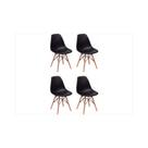 Kit 04 Cadeiras Eiffel Charles Eames em ABS Preta com Base de Madeira DSW
