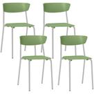 Kit 04 Cadeiras Empilhável Fixa Atom F02 Base Aço Cinza Verde - Lyam Decor
