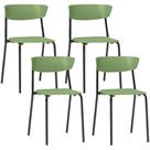 Kit 04 Cadeiras Empilhável Fixa Atom F02 Base Aço Preta Verde - Lyam Decor