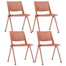 Kit 04 Cadeiras Empilhável Fixa Lift F02 Base Aço Laranja - Lyam Decor