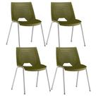 Kit 04 Cadeiras Empilhável Fixa Liked F02 Base Aço Cinza Verde - Lyam Decor