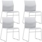 Kit 04 Cadeiras Empilhável Fixa Link F02 Base Aço Cinza Branco - Lyam Decor
