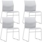 Kit 04 Cadeiras Empilhável Fixa Link F02 Base Aço Cinza Branco - Lyam Decor