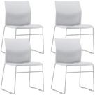 Kit 04 Cadeiras Empilhável Fixa Link F02 Base Aço Cinza Branco - Lyam Decor