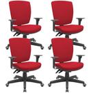Kit 04 Cadeiras Escritório Diretor Office Giratória Preto Alta Flexi P03 PoliésterVermelho-Lyam Kit 04 Cadeiras Escritório Diretor Office Giratória Preto Alta Flexi P03 PoliésterVermelho-Lyam