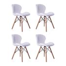 Kit 04 Cadeiras Estofada Jantar Charles Eames Eiffel Slim Wood Confort Branco