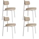 Kit 04 Cadeiras Estofada Para Sala de Jantar Astrid Branco C01 Linho Areia - Lyam Decor Kit 04 Cadeiras Estofada Para Sala de Jantar Astrid Branco C01 Linho Areia - Lyam Decor