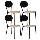 Kit 04 Cadeiras Estofada Para Sala De Jantar Azuri Preto C01 Linho Areia material sintético Preto - Lyam Decor