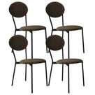 Kit 04 Cadeiras Estofada Para Sala de Jantar Azuri Preto C01 Veludo Marrom Sand - Lyam Decor Kit 04 Cadeiras Estofada Para Sala de Jantar Azuri Preto C01 Veludo Marrom Sand - Lyam Decor