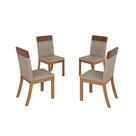 Kit 04 Cadeiras Estofadas para Mesa de Jantar Isa Plus S43 Nature Corano Caramelo Creme - Henn