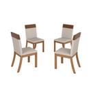 Kit 04 Cadeiras Estofadas para Mesa de Jantar Isa Plus S43 Nature Corano Caramelo Linho - Henn