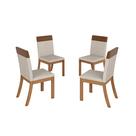 Kit 04 Cadeiras Estofadas para Mesa de Jantar Isa Plus S43 Nature Corano Caramelo Linho - Henn Kit 04 Cadeiras Estofadas para Mesa de Jantar Isa Plus S43 Nature Corano Caramelo Linho - Henn