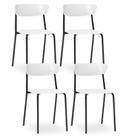 Kit 04 Cadeiras Fixa Base Preta Empilhável Bit Branco - Lyam Decor
