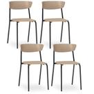 Kit 04 Cadeiras Fixa Base Preta Empilhável Bit Nude - Lyam Decor