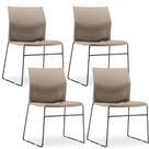 Kit 04 Cadeiras Fixa Base Preta Empilhável Connect F02 Nude - Lyam Decor