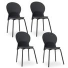 Kit 04 Cadeiras Fixa Base Preta Luna F02 Preto - Lyam Decor