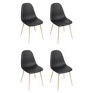 Kit 04 Cadeiras Fixas Viena Cor Preta Base Metal