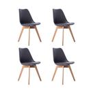 Kit 04 Cadeiras Leda Eames Jantar Cozinha com Assento Estofado Cinza