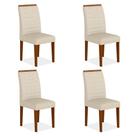 Kit 04 Cadeiras Lima Wood Cinamomo/ Bege - Moveis Arapongas