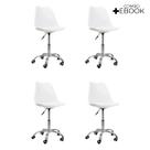 Kit 04 Cadeiras Office Base Cromada Giratória Saarinen com Ebook