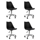 Kit 04 Cadeiras Office Base Cromada Giratória Saarinen Preto Kit 04 Cadeiras Office Base Cromada Giratória Saarinen Preto