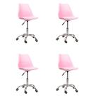 Kit 04 Cadeiras Office Base Cromada Giratória Saarinen Rosa