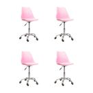 Kit 04 Cadeiras Office Base Cromada Giratória Saarinen - Rosa