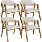 Kit 04 Cadeiras Para Sala de Jantar e Estar Living Estofada Suran L02 Linho Champagne - Lyam