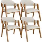 Kit 04 Cadeiras Para Sala de Jantar e Estar Living Estofada Suran L02 Linho Champagne - Lyam