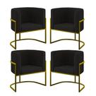 Kit 04 Cadeiras Poltrona Lua Gold para Sala Quarto Balaqui Kit 04 Cadeiras Poltrona Lua Gold para Sala Quarto Balaqui