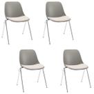 Kit 04 Cadeiras Quick Pés V Cromo Basalto Estofado Fendi Empilhável Plaxmetal