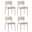 Kit 04 Cadeiras Sala de Jantar Lavínia Estofada Base Champagne Bouclê Bege - Desk Design