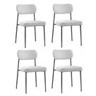 Kit 04 Cadeiras Sala de Jantar Lavínia Estofada Base Preto Bouclê Cinza - Desk Design