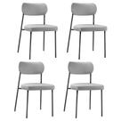 Kit 04 Cadeiras Sala de Jantar Lavínia Estofada Base Preto Linho Cinza - Desk Design