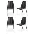 Kit 04 Cadeiras Sala de Jantar Lior com Encosto Estofado Base Preta material sintético Preto - Desk Design