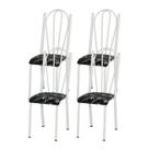 Kit 04 Cadeiras Tubular Branca 021 Assento Preto Florido