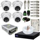 Kit 04 câmera twg dome 4x1 + kit instalação