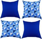 Kit 04 Capa De Almofadas 45x45 Geométrico Azul