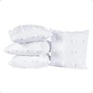 Kit 04 Capas Almofada Pufi 45x45cm Cor Branco Micro Percal 300 Fios Premium Sofá