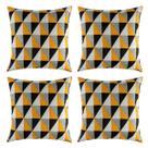 Kit 04 Capas de Almofada Decorativas Sala Sofá Geométrico Amarelo C/ Zíper