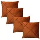 Kit 04 Capas de Almofada Suede Drapeada 45cmx45cm Decorativas Sala Quarto Sofá